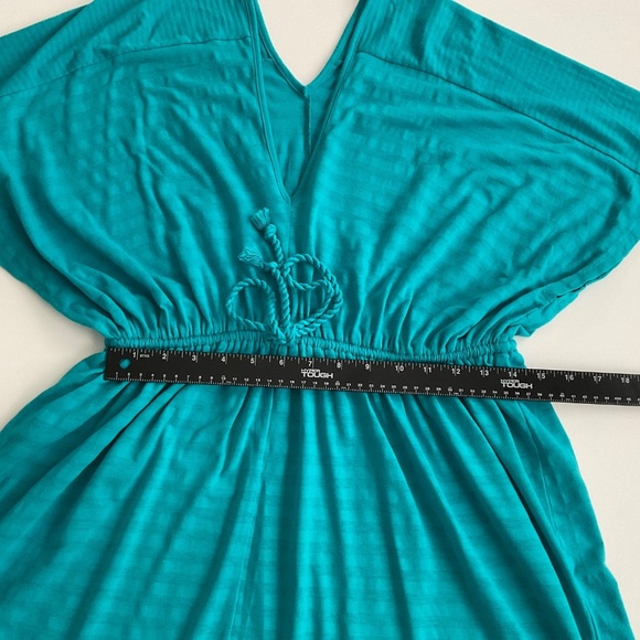 Ann Taylor Loft Cover Up Dress XS Teal Drawstring Waist V-Neck Beach Swim - Picture 5 of 7